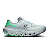 A single On running shoe in a light mint green and gray colorway with bright neon green accents on the heel, midsole, and outsole, shown from a side profile on a white background. - On Cloudvista 3 Shoes (Women's) - Flurry/Verdite