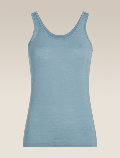 Blue tank top on a beige background - Icebreaker Merino 150 Siren Tank (Women's) - Flint Blue