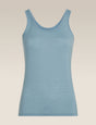 Blue tank top on a beige background - Icebreaker Merino 150 Siren Tank (Women's) - Flint Blue