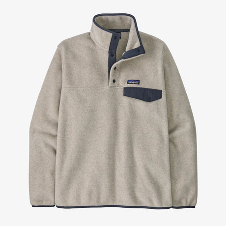 Patagonia Lightweight Synchilla Snap-T Fleece Pullover (Men's) - Oatmeal w/Smolder Blue - Beige - Cream - Navy