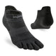 Black five-toe sock with 'injinji' branding on a white background - Injinji Run Lightweight No-Show (Men's) - Black
