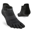 Black five-toe sock with 'injinji' branding on a white background - Injinji Run Lightweight No-Show (Men's) - Black