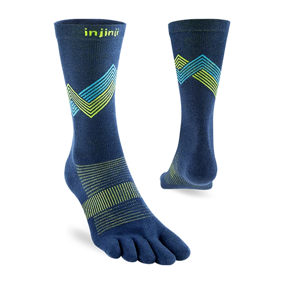  - Injinji Run Lightweight Crew Toesocks (Unisex) - Glow