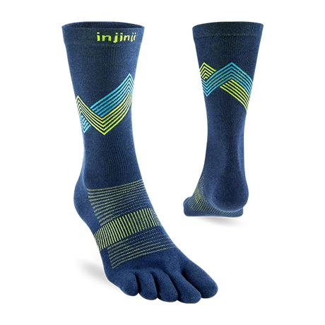  - Injinji Run Lightweight Crew Toesocks (Unisex) - Glow