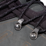 Close-up detail of black laces threaded through dark metal and fabric eyelets on a dark gray shoe upper. - Mammut Mercury Tour II High GORE-TEX (Men's) - Black/Black
