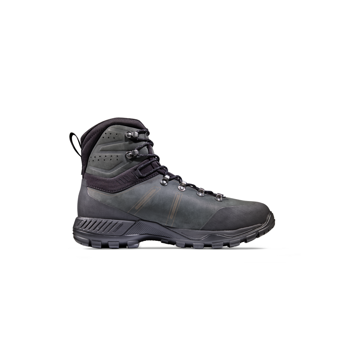 A dark gray and black mid-cut hiking boot shown from the side against a plain white background. - Mammut Mercury Tour II High GORE-TEX (Men's) - Black/Black