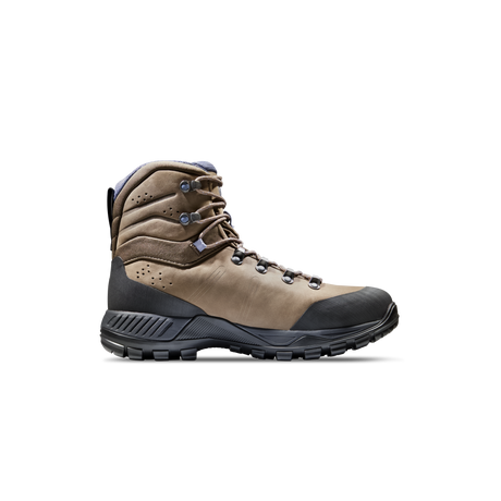 A high-top hiking boot in tan and black, shown from a side profile on a clean white background. - Mammut Nova Tour II High GORE-TEX Boots (Women's) - Oak/Bark