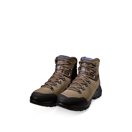 White sneakers with a gold logo on a dark blue background - Mammut Nova Tour II High GORE-TEX Boots (Women's) - Oak/Bark