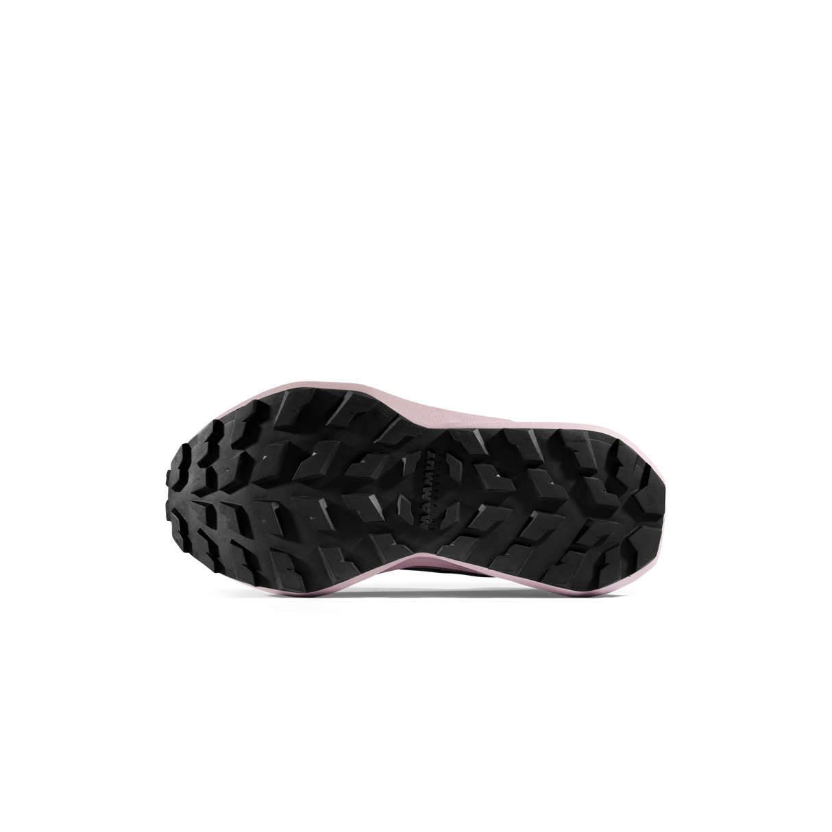 Close-up of a shoe sole with tread pattern on a black background - Mammut Aenergy Hike Low GORE-TEX Shoes (Women's) - Marine/Dark Alpine Calamint