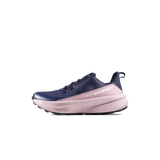 Navy and pink running shoe with 'Mammut' branding on a black background - Mammut Aenergy Hike Low GORE-TEX Shoes (Women's) - Marine/Dark Alpine Calamint