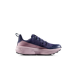 A single athletic sneaker shown in profile against a solid white background. The shoe features a dark navy blue upper with a dusty pink midsole and heel section, black laces, and a black outsole. - Mammut Aenergy Hike Low GORE-TEX Shoes (Women's) - Marine/Dark Alpine Calamint