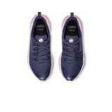 A pair of K-Swiss athletic sneakers shown from a top-down view, featuring a navy blue mesh upper, black laces, and a light pink midsole and heel accent. - Mammut Aenergy Hike Low GORE-TEX Shoes (Women's) - Marine/Dark Alpine Calamint