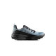 A single athletic sneaker shown in profile against a solid white background. The shoe features a light blue leather upper with black overlays, black laces, and a chunky black sole. - Mammut Aenergy Hike Low GORE-TEX (Men's) - Strata/Black