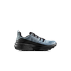 A single athletic sneaker shown in profile against a solid white background. The shoe features a light blue leather upper with black overlays, black laces, and a chunky black sole. - Mammut Aenergy Hike Low GORE-TEX (Men's) - Strata/Black