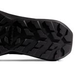 Close-up of the black treaded outsole of a shoe, with the brand name MAMMUT embossed on the left side, shown against a white background. - Mammut Aenergy Hike Low GORE-TEX (Men's) - Strata/Black