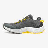 Gray and yellow athletic shoe on a white background - SCARPA Spin Planet (Men's) - Anthracite/Saffron