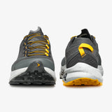 Gray and yellow hiking shoes on a white background - SCARPA Spin Planet (Men's) - Anthracite/Saffron
