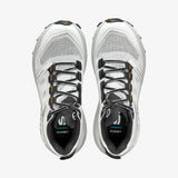 White running shoes with black laces on a white background - SCARPA Spin Planet (Women's) - White/Saffron