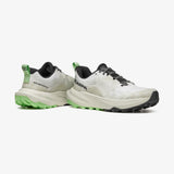 White and black running shoes with green accents on a white background - SCARPA Golden Gate LT (Women's) - White/Bright Aloe