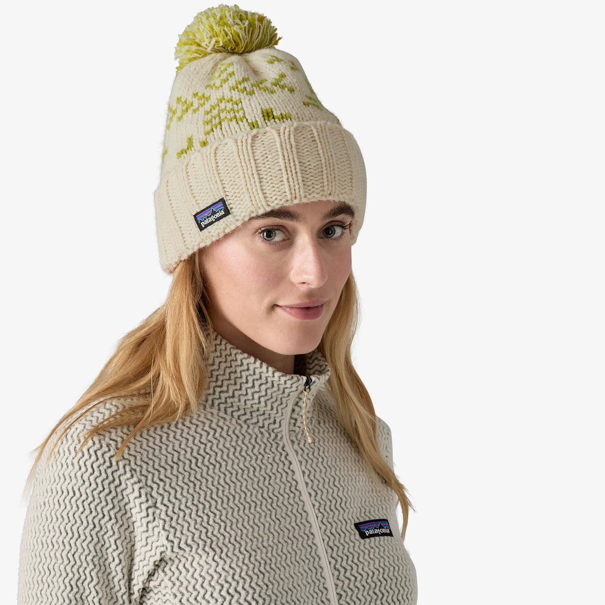 Patagonia Snowbelle Beanie - Evergreen Flakes: Birch White - Find Your Feet Australia Hobart Launceston Tasmania