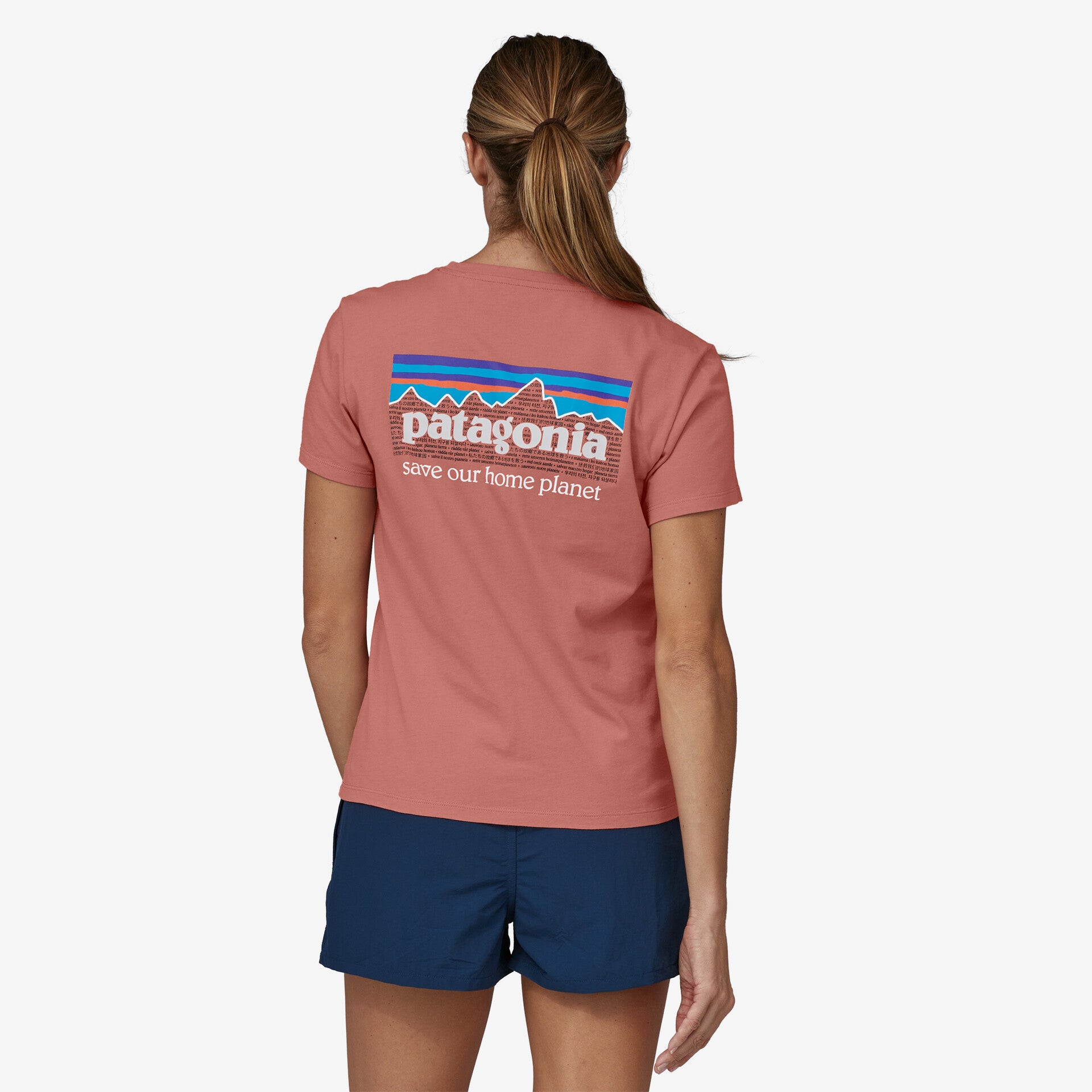 Patagonia P-6 Mission Organic T-Shirt (Women's) - Find Your Feet Australia Hobart Launceston Tasmania - Sunfade Pink