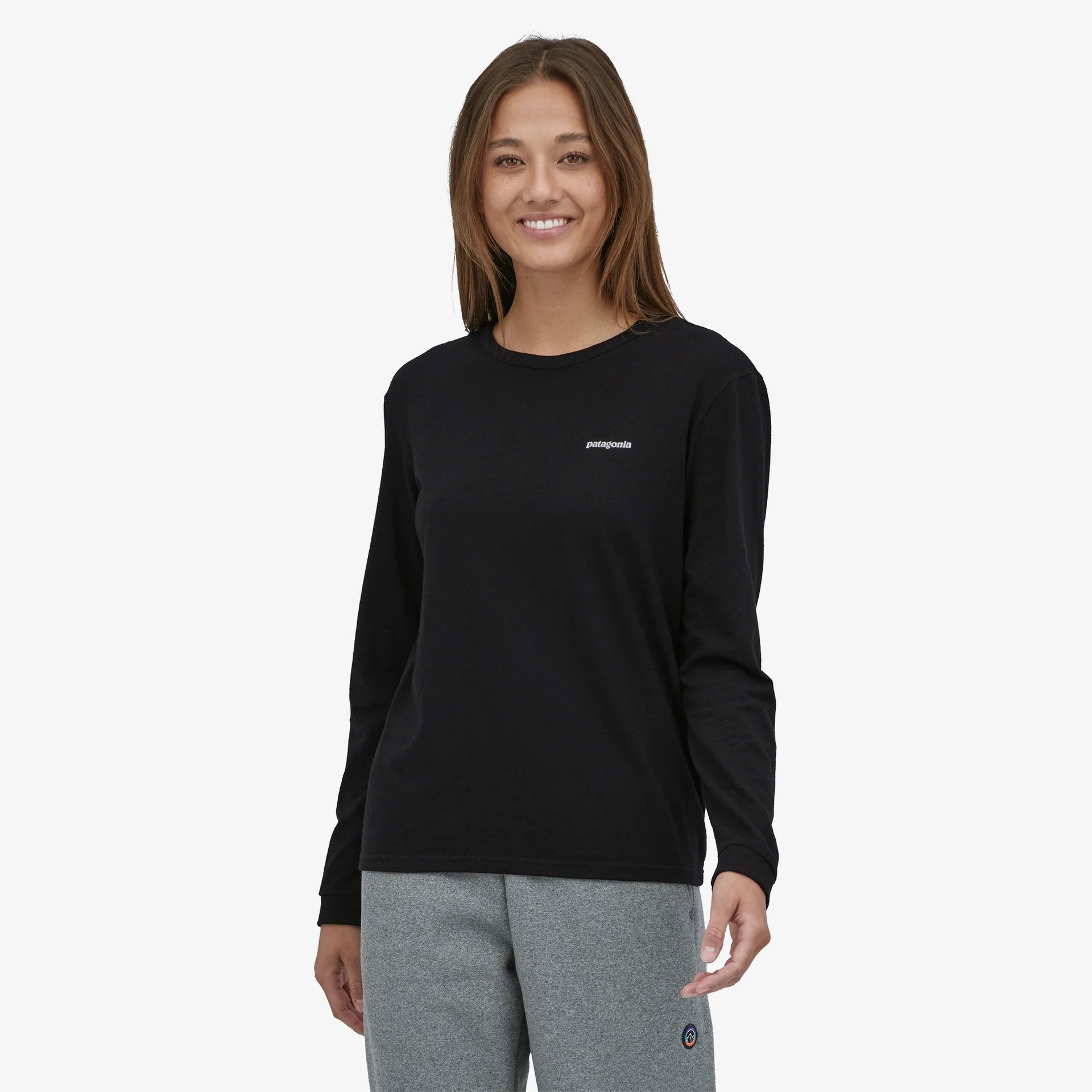 Patagonia L/S P-6 Logo Responsibili-Tee (Women's) Black