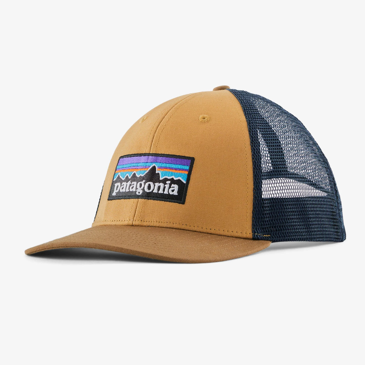 Patagonia P-6 Logo LoPro Trucker Hat - Talon Gold - Navy Blue - Brown