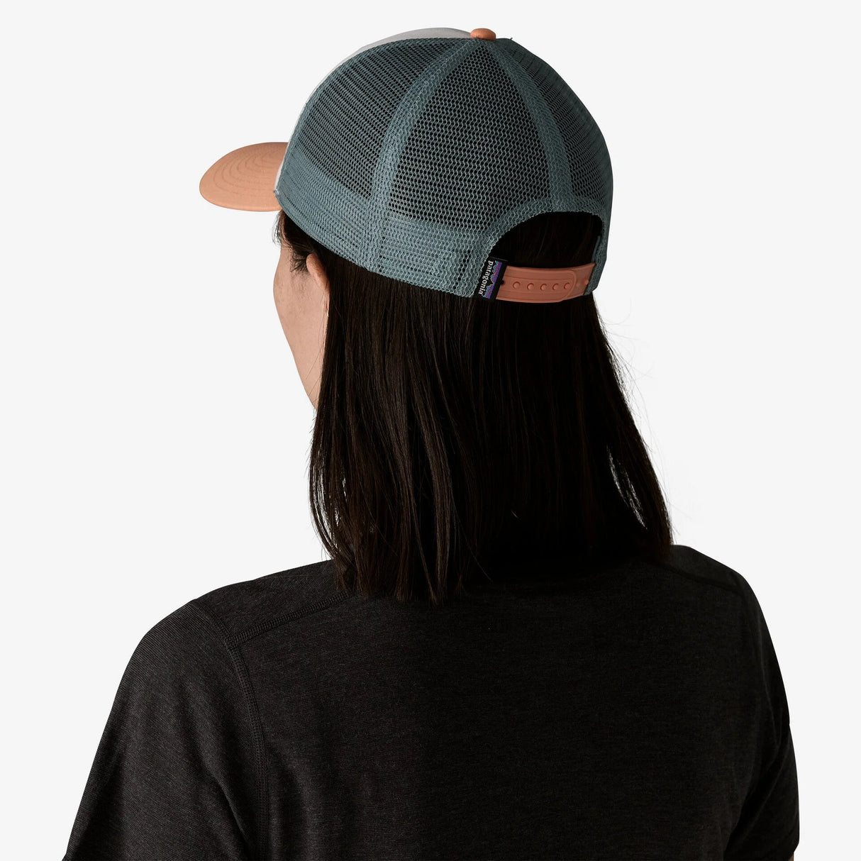 Patagonia P-6 Logo LoPro Trucker Hat - White w/Peach Sherbet