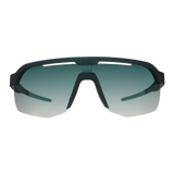 Sunglasses with black frame and green-tinted lenses on a white background - Goodr Bolt G's Sunglasses - Electric Zen Machine
