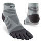 Pair of gray and black toe-separated socks with 'injinji' branding on a white background. - Injinji Ultra Run Mini Crew Toesocks (Women's) - Slate