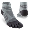 Pair of gray and black toe-separated socks with 'injinji' branding on a white background. - Injinji Ultra Run Mini Crew Toesocks (Women's) - Slate