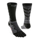 Black and gray toe-separated socks on a white background - Injinji Ultra Run Crew Toesocks (Unisex) - Obsidian