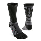 Black and gray toe-separated socks on a white background - Injinji Ultra Run Crew Toesocks (Unisex) - Obsidian