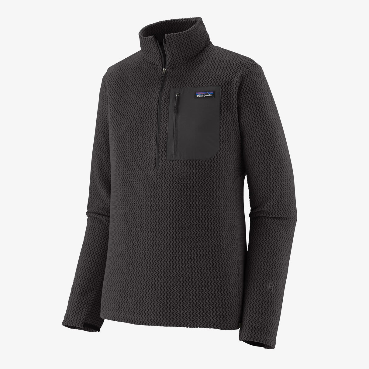 Purple puffer jacket with Patagonia logo on a white background - Patagonia R1 Air Fleece Zip-Neck (Men's) - Black