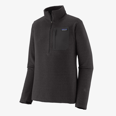 Purple puffer jacket with Patagonia logo on a white background - Patagonia R1 Air Fleece Zip-Neck (Men's) - Black