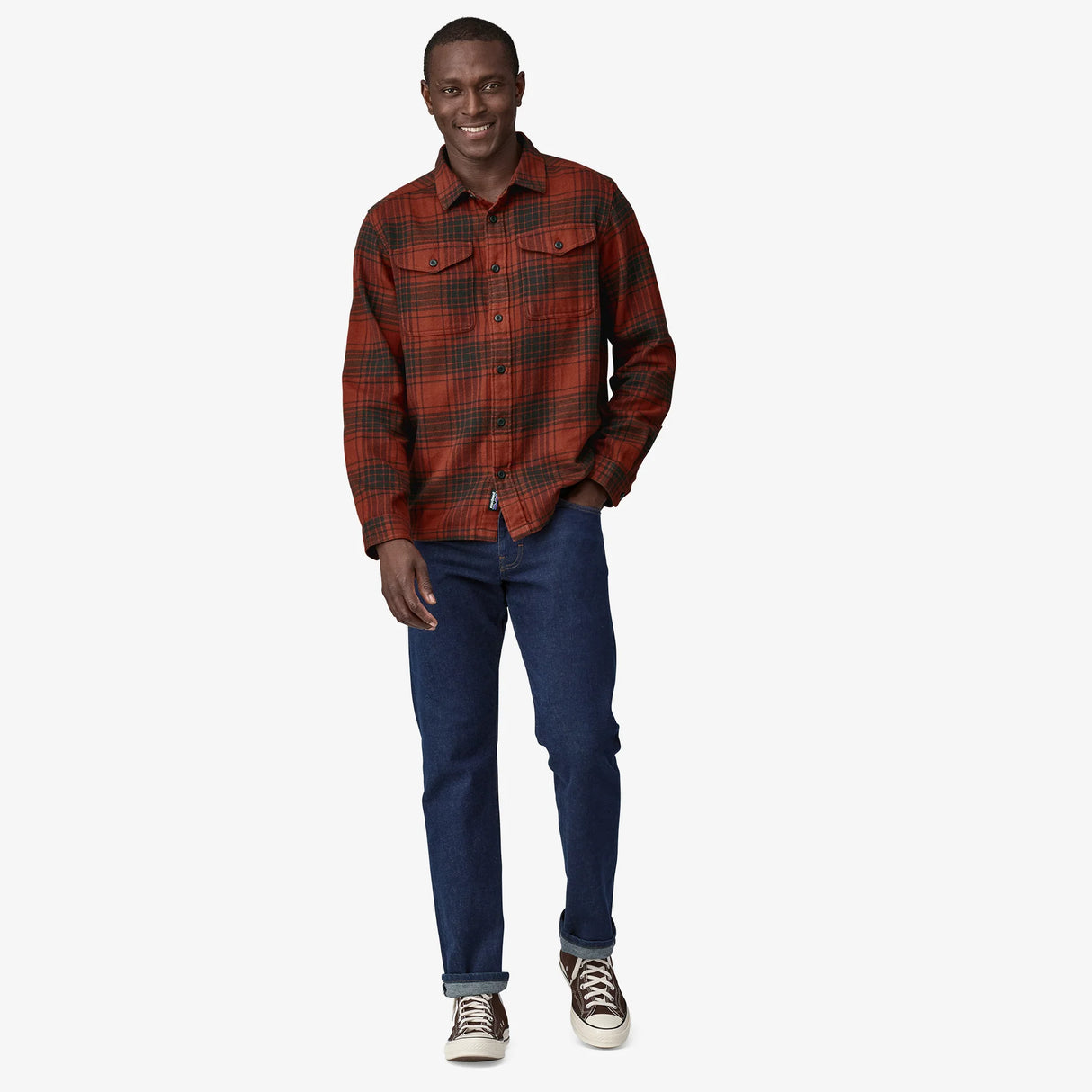 Patagonia Fjord Flannel Shirt (Men's) - Cascade: Burnished Red - Find Your Feet Australia Hobart Launceston Tasmania