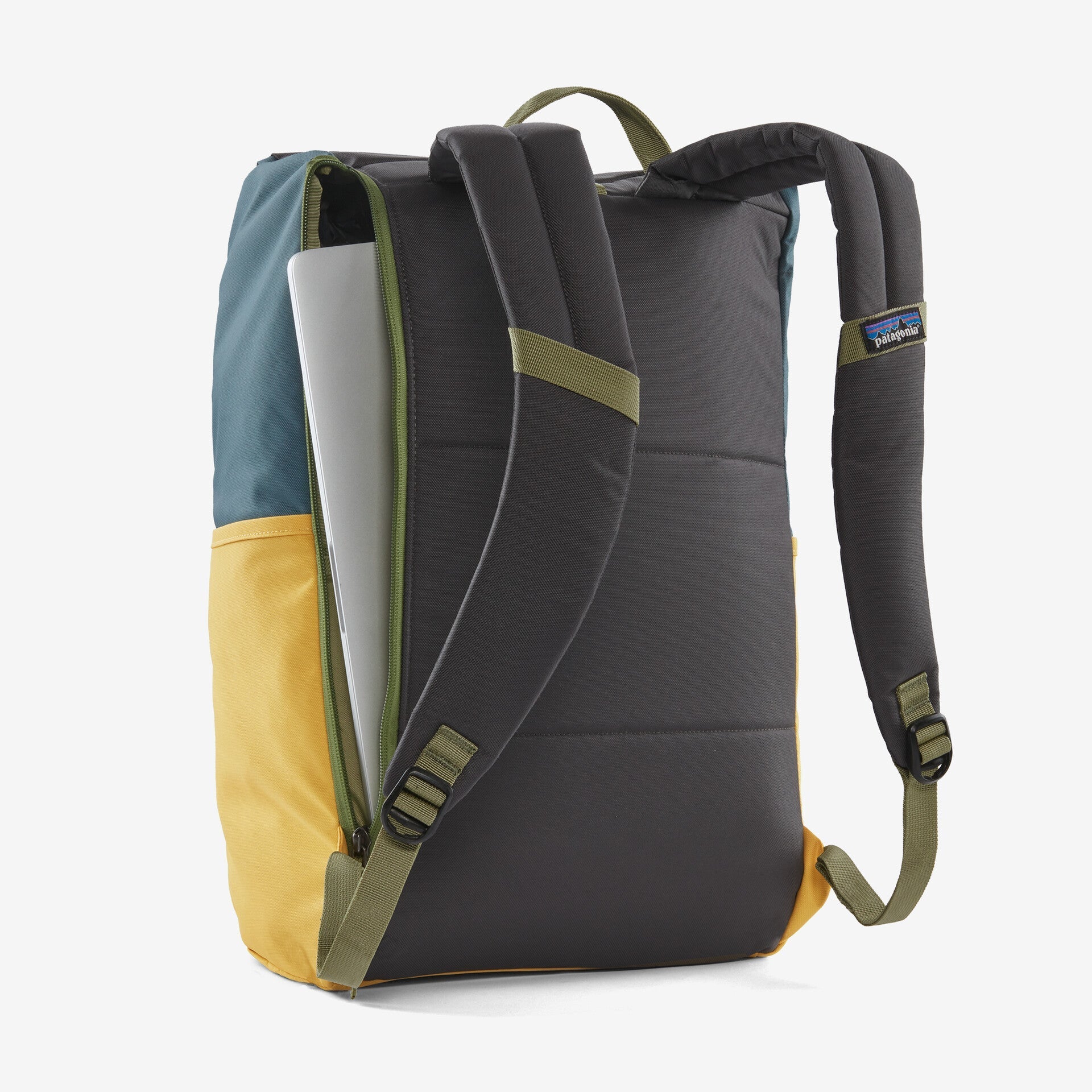 Patagonia Fieldsmith Roll-Top Pack 30L - Patchwork: Surfboard Yellow w/Abalone Blue - Find Your Feet Australia Hobart Launceston Tasmania