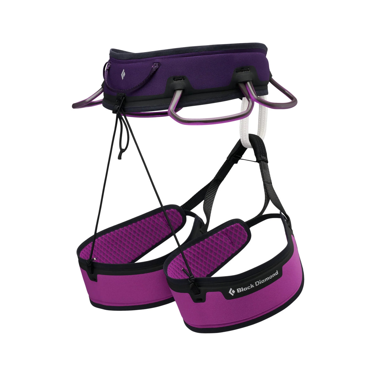 Purple climbing harness with Black Diamond logo on a white background - Black Diamond Zone Harness (Women's) - Piton Purple