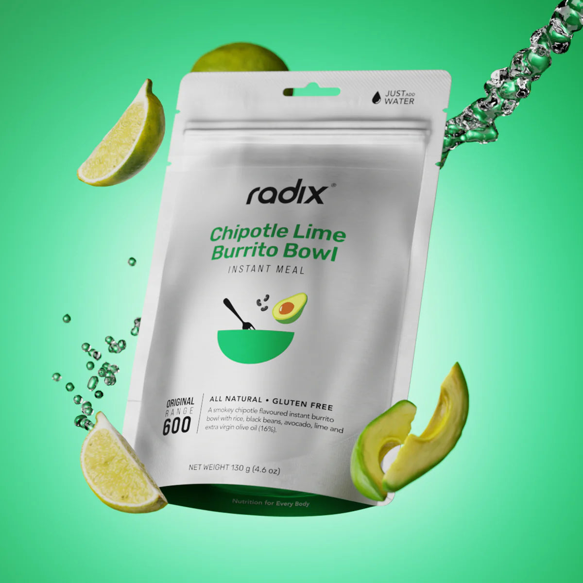 Radix Nutrition Main Meals v9 Plant Based - Original Range 600 - Chipotle Lime Burrito Bowl - Find Your Feet Australia Hobart Launceston Tasmania