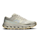 A single running shoe shown in a side profile on a clean white background. The shoe features a light gray and off-white mesh upper with a textured pattern, a thick light gray midsole, and a gum-colored outsole. - On Cloudultra 3 Shoes (Men's) - Brume/Winter