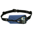 Blue waist bag with a black strap on a white background - SPIbelt Original Running Belt - Steel Blue
