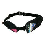 Black waist bag with a phone case on a white background - SPIbelt Dual Pocket Belt - Black
