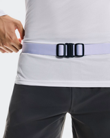 Person wearing a light gray belt with a black buckle on a plain background - On Speed Belt (Unisex) - Thistle