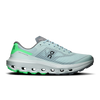 A light mint green and gray running shoe with bright neon green accents on the heel, midsole, and outsole, shown in a side profile on a white background. - On Cloudvista 3 Shoes (Men's) - Brook/Verdite