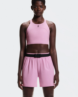 Person wearing a pink athletic outfit with a black belt on a white  - On Speed Belt (Unisex) - Blackbackground