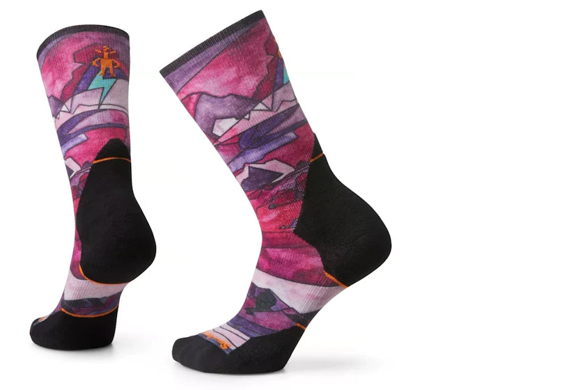 Smartwool Athlete Edition Run Print Crew Socks (Women's) Meadow Mauve - Find Your Feet Hobart Launceston Tasmania