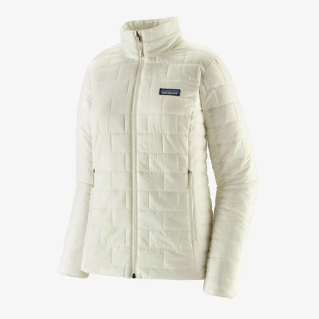 White quilted jacket with Patagonia logo on a white background - Patagonia Nano Puff Jacket (Women's) - Birch White