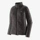 A dark gray quilted puffer jacket with a full-zip front, stand-up collar, and a small blue and white Patagonia logo patch on the left chest, shown against a light off-white background. - Patagonia Nano Puff Jacket (Women's) - Black