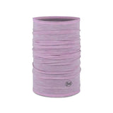 Purple neck gaiter with Buff logo on a white background - Buff Merino Lightweight Multifunctional Neckwear - Solid Pansy