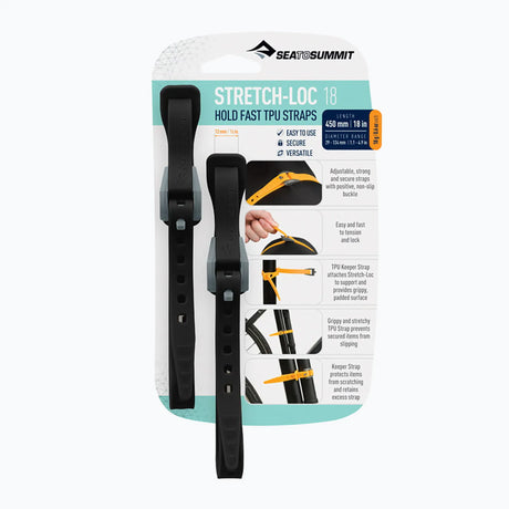 Sea to Summit Stretch-Loc TPU Straps 12mm - Black Dusk Yellow - Find Your Feet Australia Hobart Launceston Tasmania